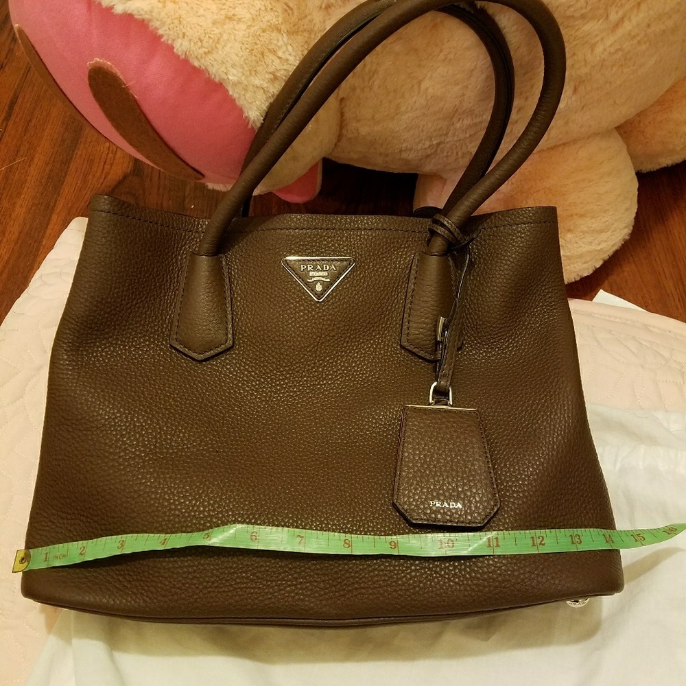 Authentic Prada Brown Pebbled Leather Tote Small